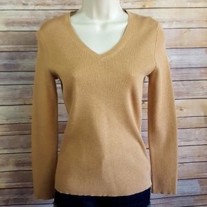 Eddie Bauer ribbed knit long sleeve tan sweater